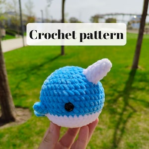 Crochet narwhal pattern, crochet narwhal, amigurumi patterns, narwhal plush, crochet animals pattern, crochet plush