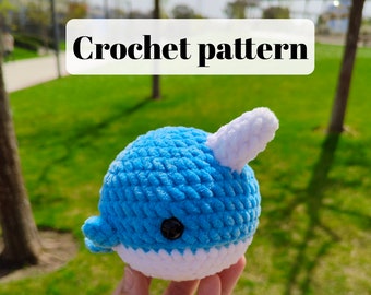 Crochet narwhal pattern, crochet narwhal, amigurumi patterns, narwhal plush, crochet animals pattern, crochet plush