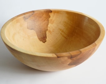 Große massive Ahornholzschüssel 33 "x 11 cm - handgemachte Teigschüssel, Salatschüssel aus Holz, Hochzeitsgeschenk, Einzugsgeschenk, Geburtstagsgeschenk