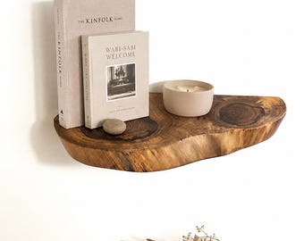 Live Edge Wall Shelf, Rustic Wood Wall Shelf, Natural Wall Decor, Entryway Organizer, Small Shelf for Plants, Keys or Bedroom Accent