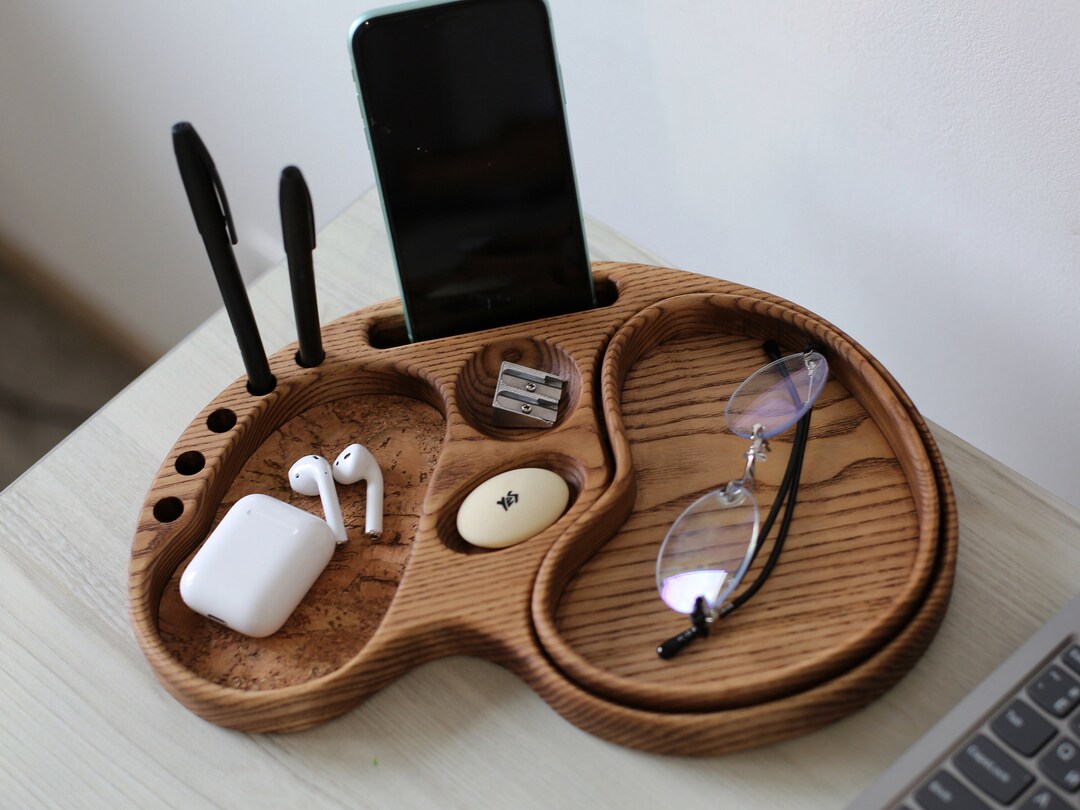 Wooden Desk Organizer With Phone Stand Desk Accessories For Men Desk 