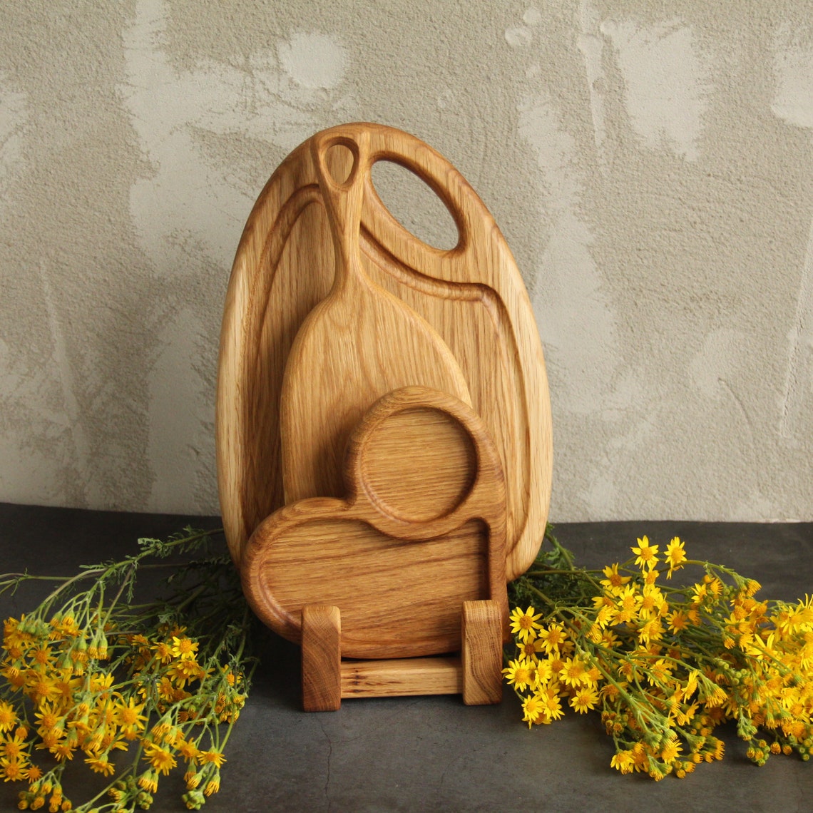 Kitchen Cutting Board Set of 3 Solid Wood Items, Farmhouse Kitchen ...
