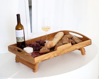 Personalized Wooden Serving Tray, Custom Engraved Charcuterie Board, Breakfast in Bed Tray, Rustic Food Platter, Kitchen Decor for Gift