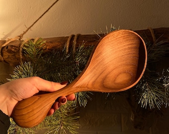 Wooden Serving Plate, Snack Serving Tray, Natural Wood Dish, Personalized Large Spoon Shape, Birthday Gift For Wife