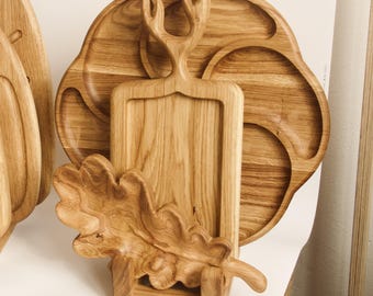 Set of 3 Wooden Serving Boards, Cutting Board Trio, Decorative Plates, Kitchen Boards Gift Set, Cheese Tray, Personalized Christmas Mom Gift