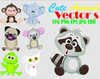 Süße Tier Vektoren Illustration, svg, png, eps, cdr