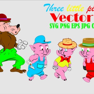Tres cerditos, Vectores Ilustración, svg, png, eps, cdr