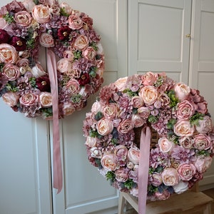 Flower Wreath 60cm XXL for Front Double Door Blumenkranz Türkranz Geschenk Geburtstag Peonies Hydrangeas, pink spring Wreath, Easter Bild 5