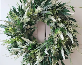 Couronne de printemps, couronne florale pour porte d’entrée, couronne rustique Boho à double porte, couronne de porte, couronne de porte, couronne de printemps, ferme de couronne de Pâques