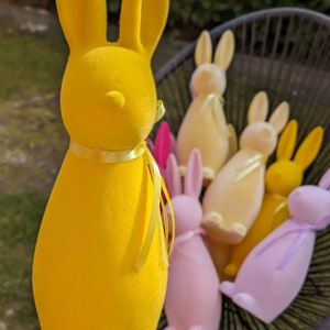 Easter Bunny 41cm pink yellow pastel velvet, modern easter decoration, Gift, Bild 5