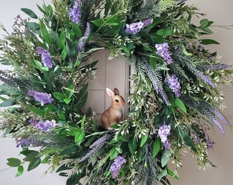 Easter bunny wreath front door. Ring mit Hase, Osterdekoration, Osterdeko Fenster,Frühlingskranz Landhaus, Easter Door Decor, Spring Wreath