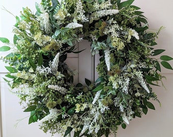 Eucalyptus Grande couronne XXL 60 cm pour porte d’entrée, couronne toute l’année, couronne de ferme moderne, couronne de verdure, cadeau de fête des mères, mariage