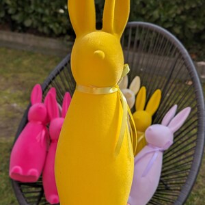 Easter Bunny 41cm pink yellow pastel velvet, modern easter decoration, Gift, Bild 3