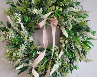 Large spring wreath for front door wildflower wreath year round wreath spring home decor silk flower wreath Easter gift Farmhouse Greenery