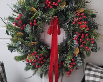 Christmas Wreath XXL 60 cm, Wreath Winter for Front Door, Mounted Decoration, Double Door, Christmas, Türkranz, Doorwreath,
