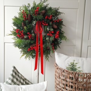 Christmas Wreath, Wreath Winter for Front Door, Mounted Decoration Pine Cones, Double Door, Christmas, Türkranz, doorwreath zdjęcie 3