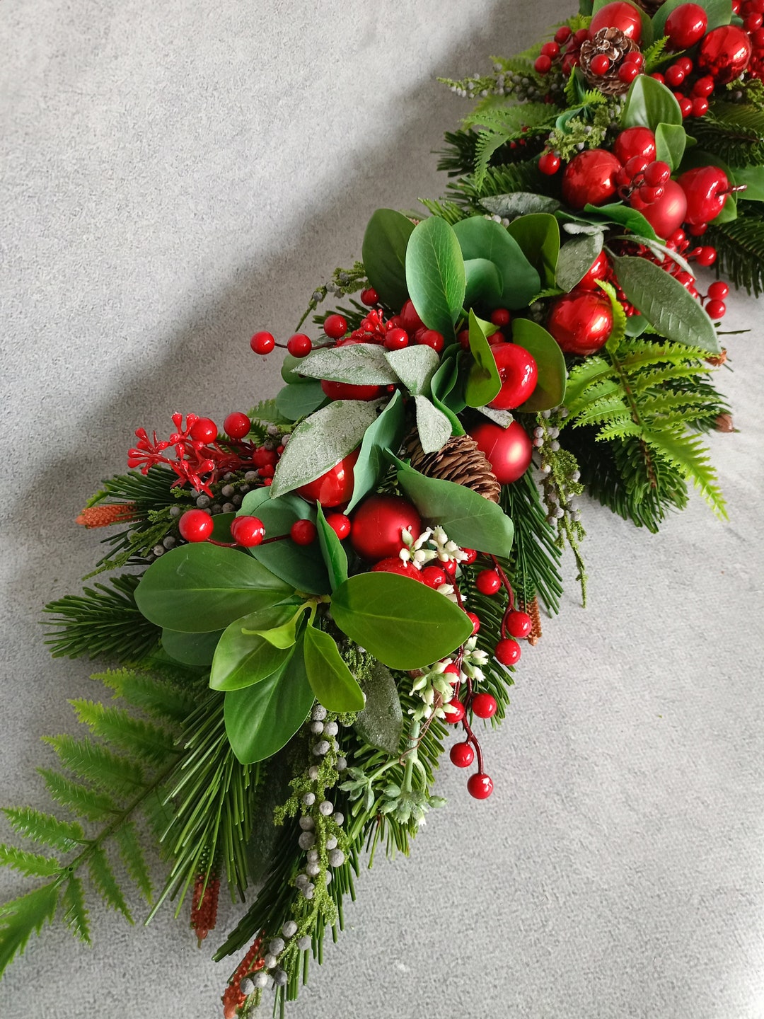 Christmas red garland 170cm, fireplace garland, wall garland, Christmas