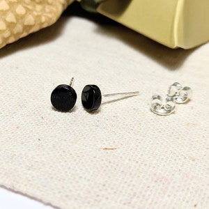925 silver chip earrings - Authentic Onyx - Natural stone - Gemstone Cartilage earring - flat gemstone stud