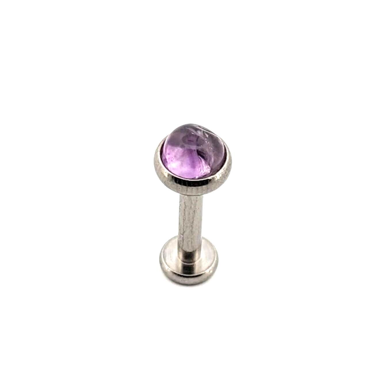 Titanium Labret Piercing 14G Citrine - Gemstone - Lip Ear Genuine Amethyst