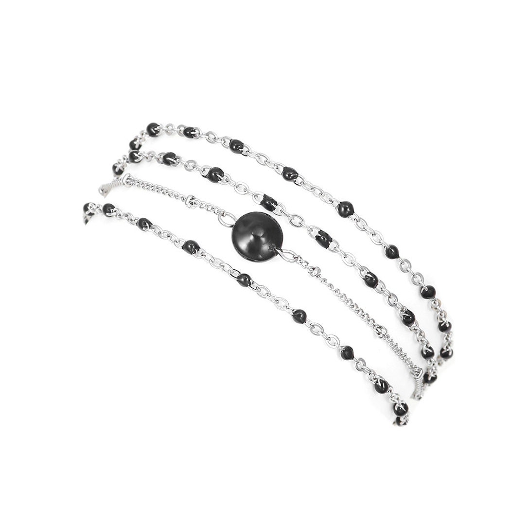 Onyx Stone Bracelet French Creation in Steel Gilded With Fine Gold