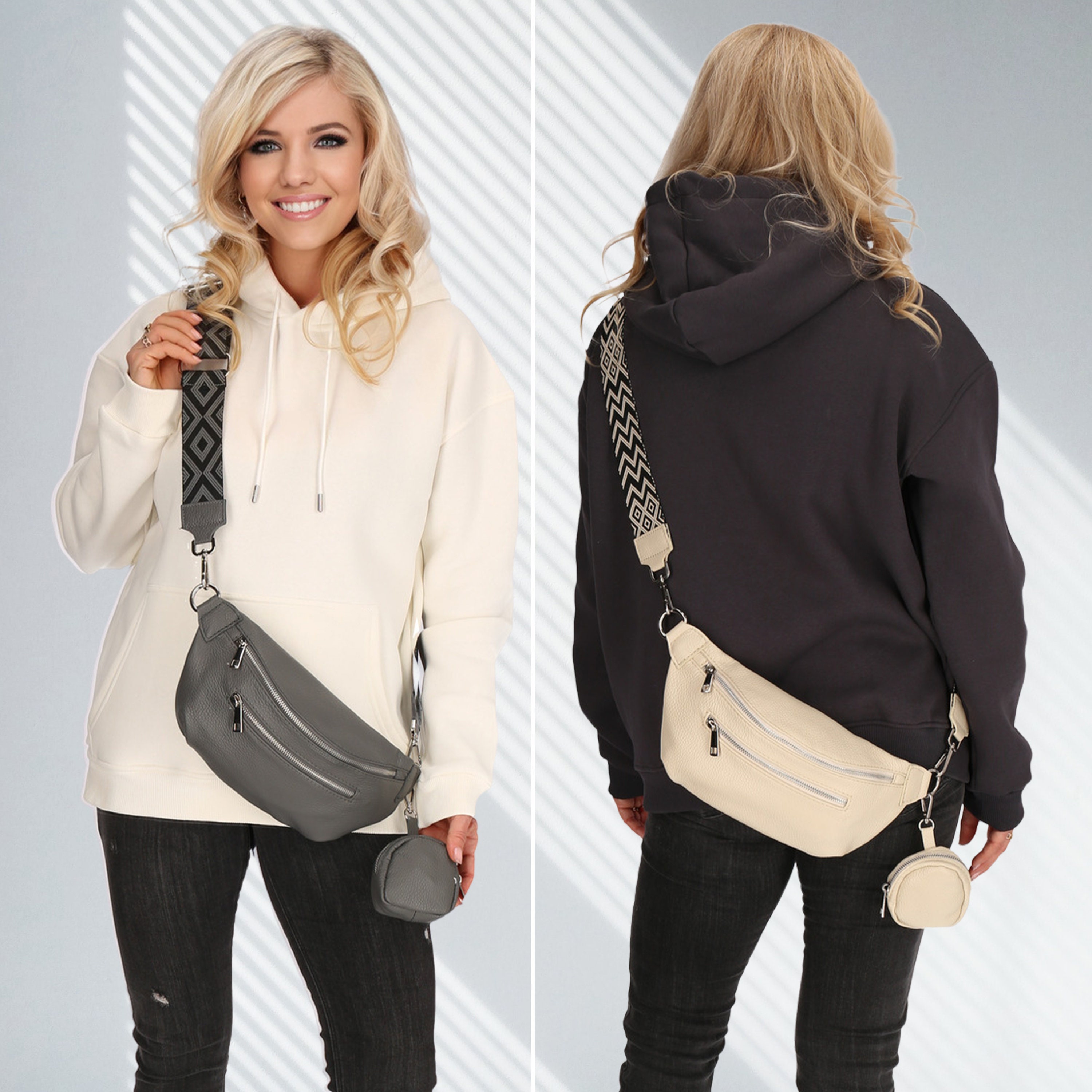 Leather Belt Bag Women's Stylish Envelo Fanny Pack Waist Bag Phone Purse  Trendy Designer Belt Bag Beige Leopard (Dairy cow)