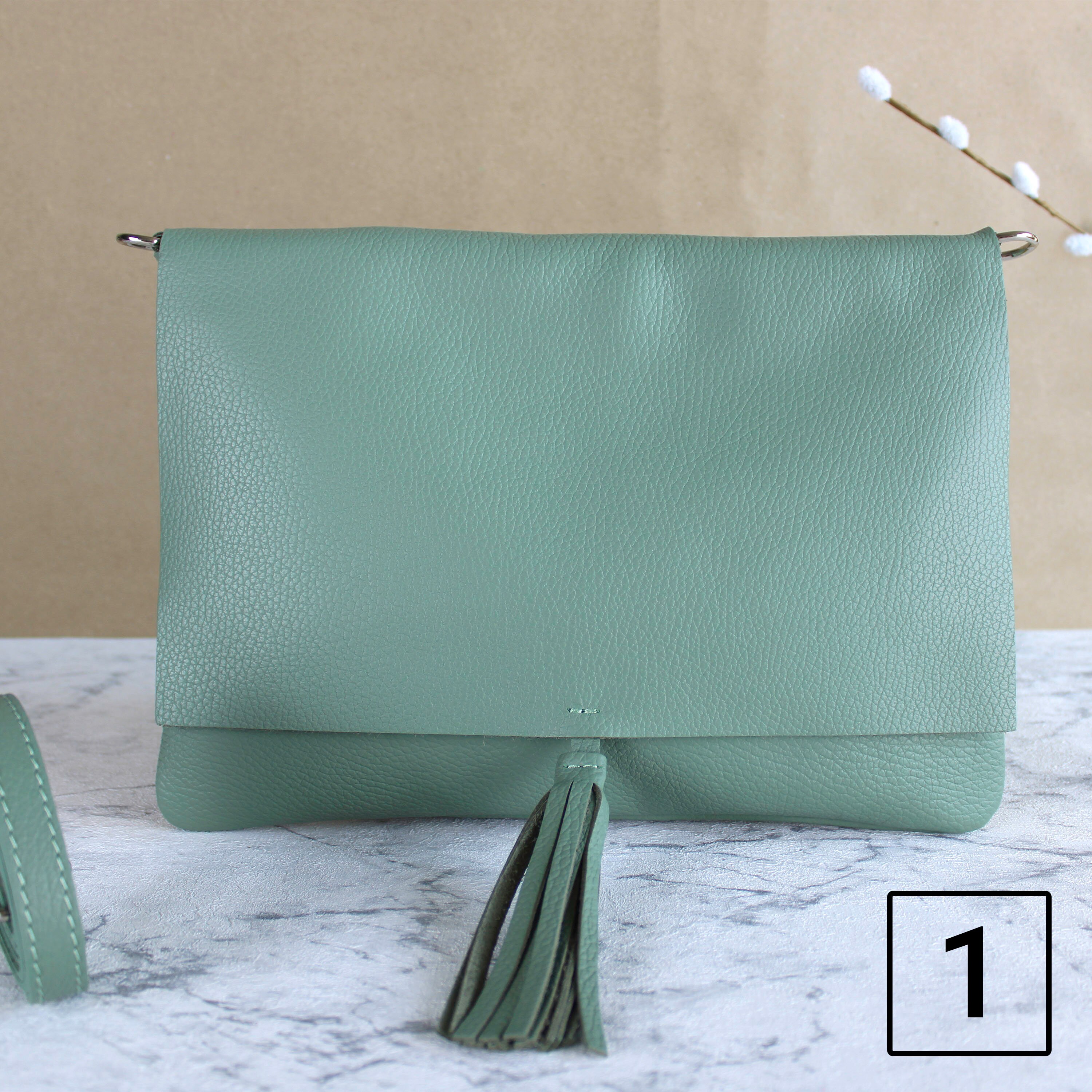 Mint Green Crossbody Slim Bag for Women With Leather Belt Etsy