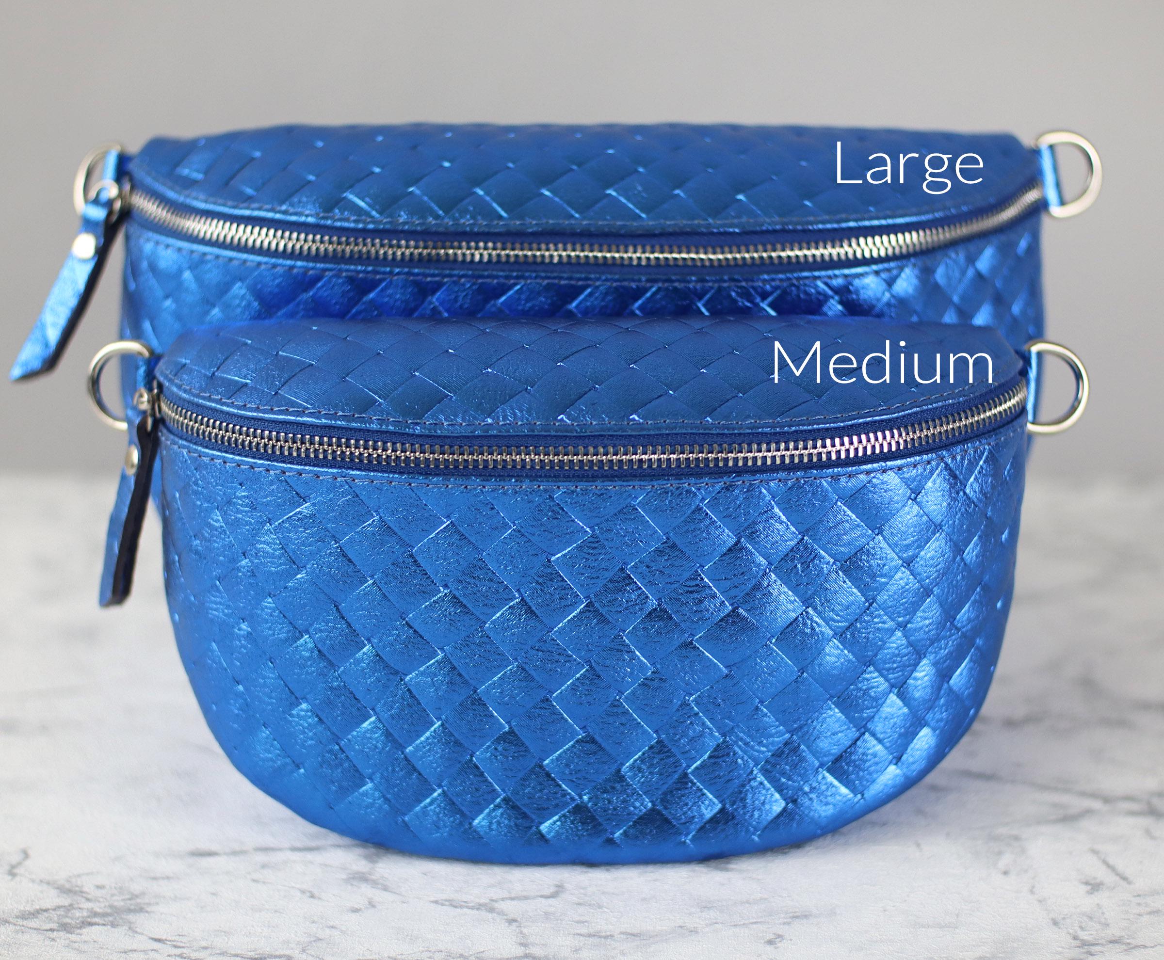 Bauchtasche Vera Pelle Tasche Blau Echt Leder Bauchtasche Damen