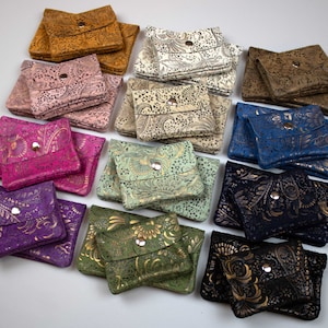Cartera de piel auténtica para mujer, monedero pequeño, monedero con compartimento para monedas, monedero pequeño hecho a mano, regalo para relaciones a larga distancia