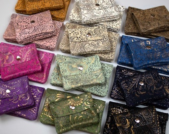 Portefeuille en cuir véritable pour femmes, petit porte-monnaie, porte-monnaie avec compartiment à pièces, fait main, mini porte-monnaie