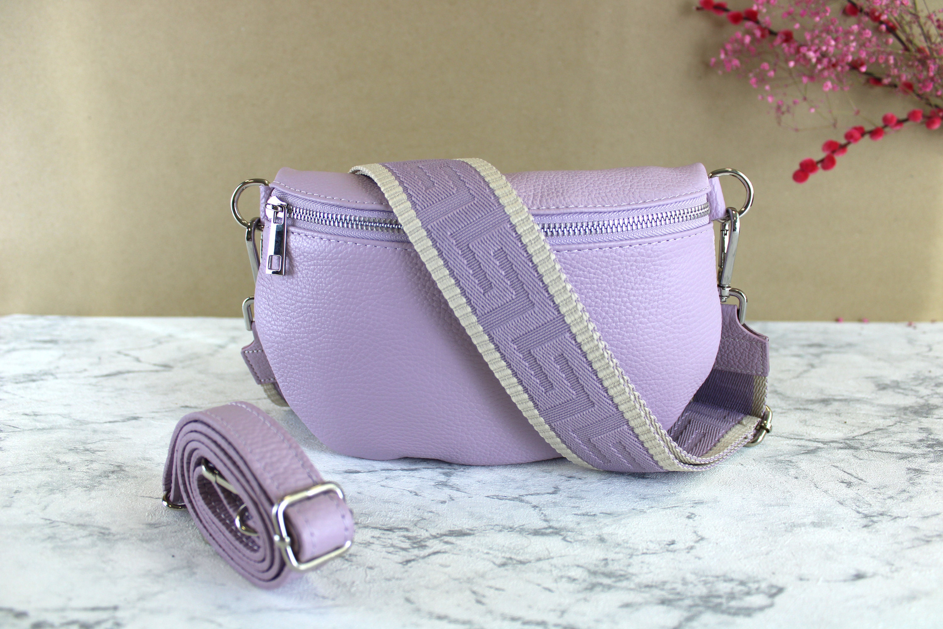 Crossbody Bags for Women Leather Cross Body Purses Cute Design Handbags  Shoulder Bag Medium Size, Purple 
