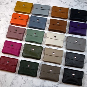 Cartera de piel auténtica para mujer, monedero pequeño, monedero con compartimento para monedas, monedero pequeño hecho a mano, regalo para relaciones a larga distancia