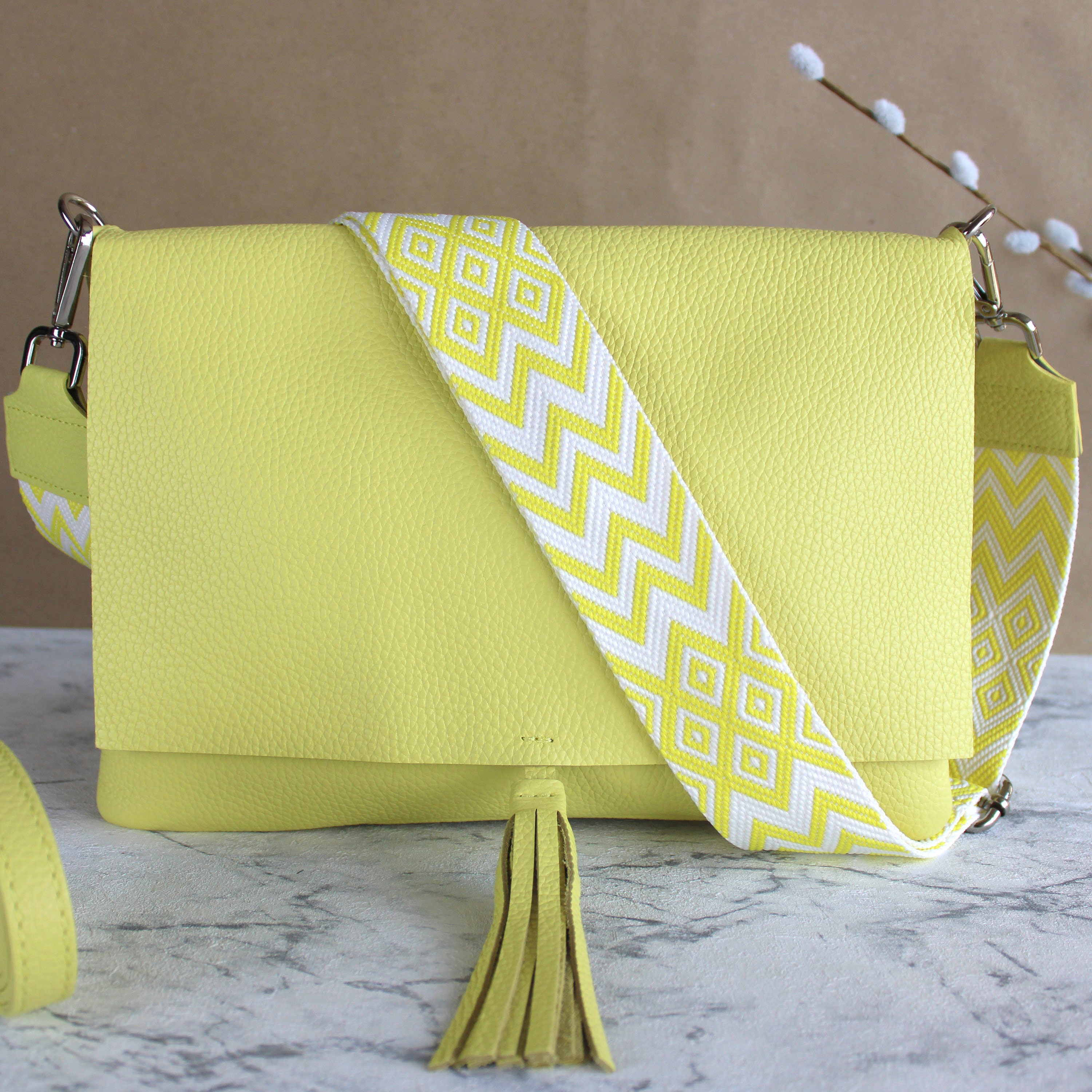 Bright Yellow Crossbody Bag with Tassel  Amelia Rose Accessories