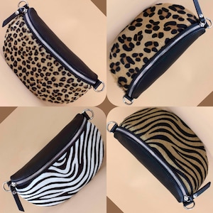 Pelz Leder Umhängetasche für Frauen mit Leder Gürtel und