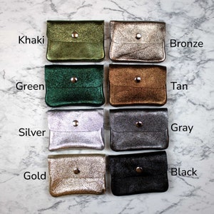 Women's Genuine Shiny Sparkling Brillant Leather Wallet Small Purse Coin Pouch Wallet with Coin Compartment Handmade Mini Coin Purses Gift image 10