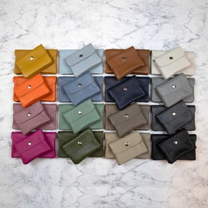 Cartera de piel auténtica para mujer, monedero pequeño, monedero con compartimento para monedas, monedero pequeño hecho a mano, regalo para relaciones a larga distancia