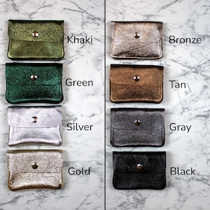 Women's Genuine Shiny Sparkling Brillant Leather Wallet Small Purse Coin Pouch Wallet with Coin Compartment Handmade Mini Coin Purses Gift image 5