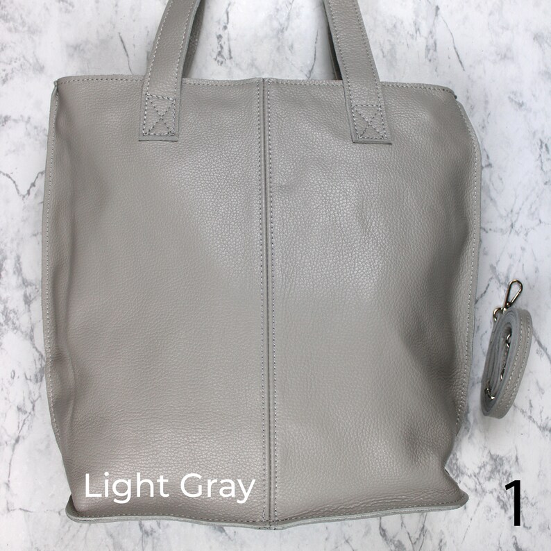 Große Bueteltasche Einkauftstasche Shopper Tasche für Frauen mit Ledergurt und gemustertem Riemen, Umhängetasche Geschenk für sie Light Gray