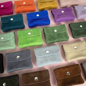 Wildleder Leder Geldbörse Kleine Geldbörse Münze Beutel Brieftasche mit Münzfach Handgefertigte Mini Münze Geldbörsen Fern Beziehung Geschenk