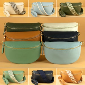 Gürteltasche für Frauen, Crossbody-Tasche mit austauschbarem Riemen, Leder Bumbag für Damen, Geschenk für sie, Gold-Hardware, Größe S, M, L
