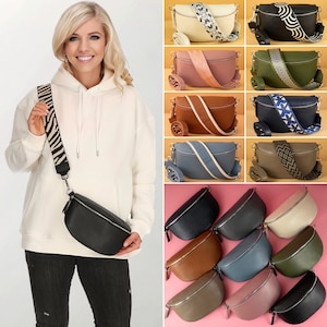 Bolsa de cintura para mulheres com cinto de couro estampado alça intercambiável bolsa italiana crossbody feita de couro genuíno prata tamanho M presente