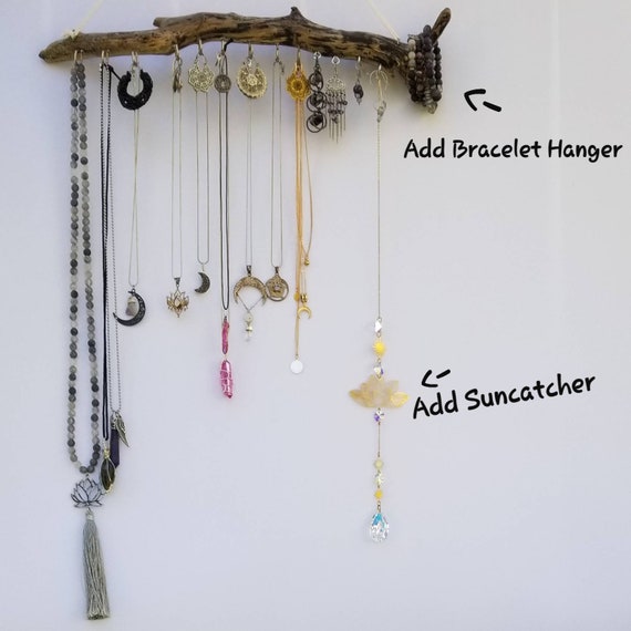 Présentoir Mural En Bois Pour Bijoux - Crochet Simple - Fini Noyer - Support Seul