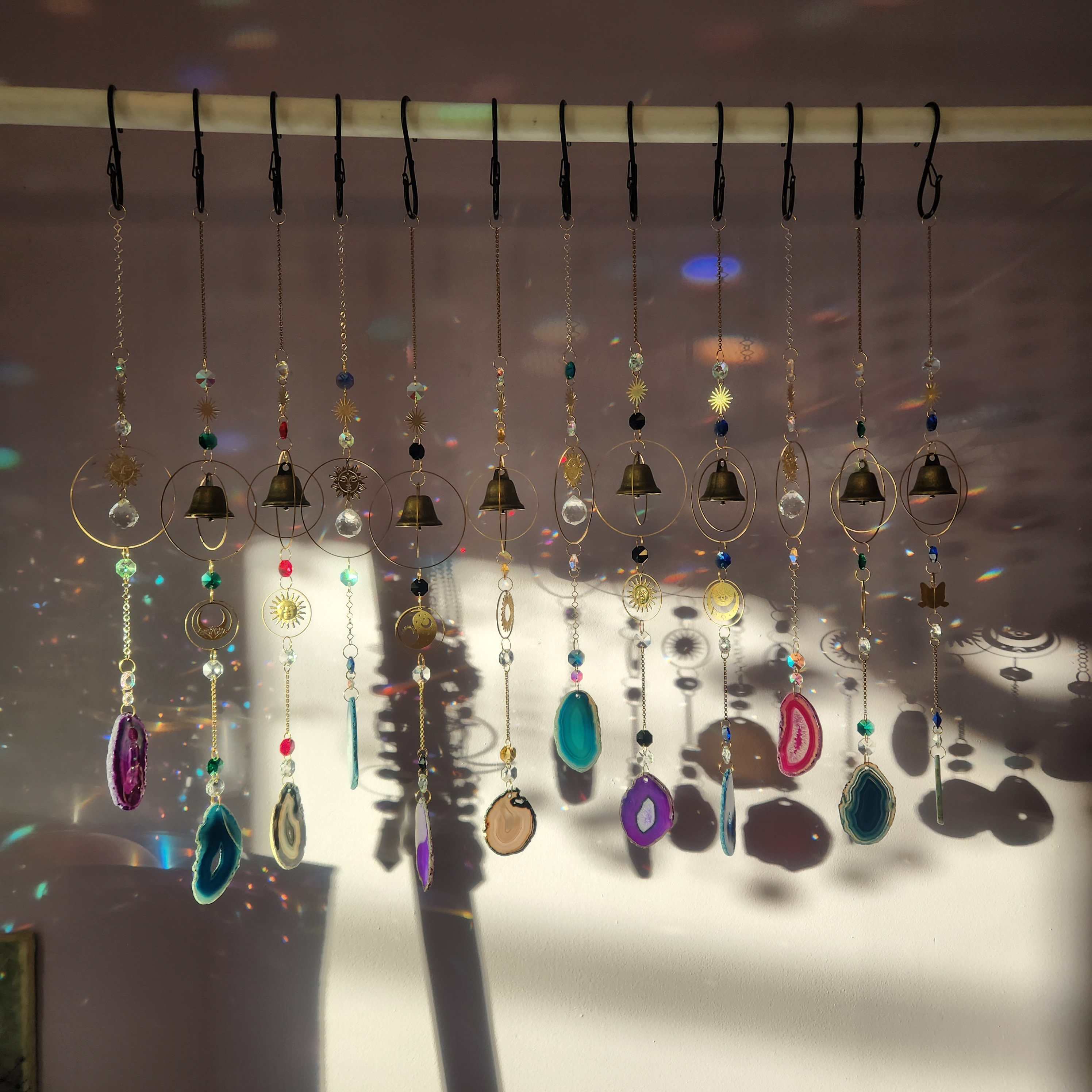 Witch Bells Suncatcher Crystal Agate Suncatcher Witchy Décor 