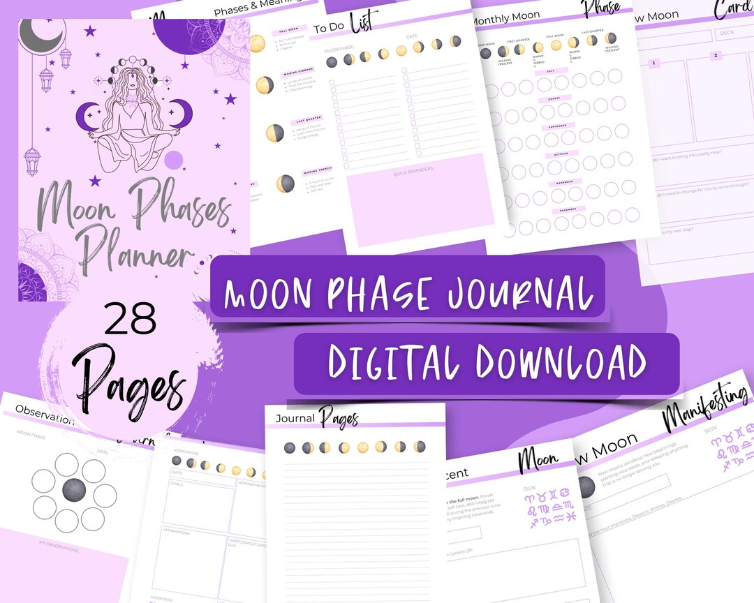 Moon Journal | Moon Phase Planner | Phases of the Moon | Astrological ...