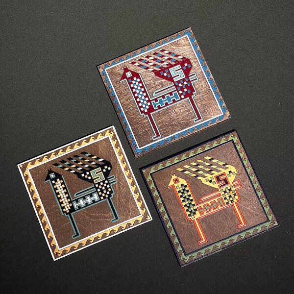 Handmade Oriental Pattern Coasters set: 3 pieces