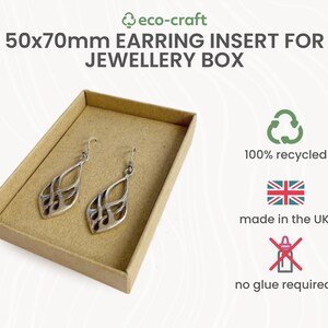 100% Recycled INSERT For Jewellery Gift Box- Earrings, KRAFT BROWN. Pack of 1/10/100- 5x7cm - Small Business Packaging- Eco Friendly