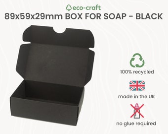 100% Recycled Small Gift Box BLACK. Pack of 1/10/100- 9x6x3cm Small Business Packaging for Soap - Self Assembly, Baking, Craft, Cosmetics