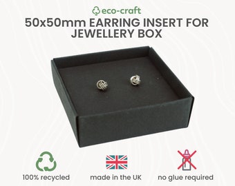 100% Recycled INSERT For Jewellery Gift Box - Earrings, BLACK. Pack of 1/10/100- 5x5cm - Small Business Packaging - Die Cut Multi Height