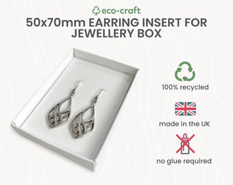 100% Recycled INSERT For Jewellery Gift Box- Earrings, WHITE. Pack of 1/10/100- 5x7cm - Small Business Packaging- Eco Friendly