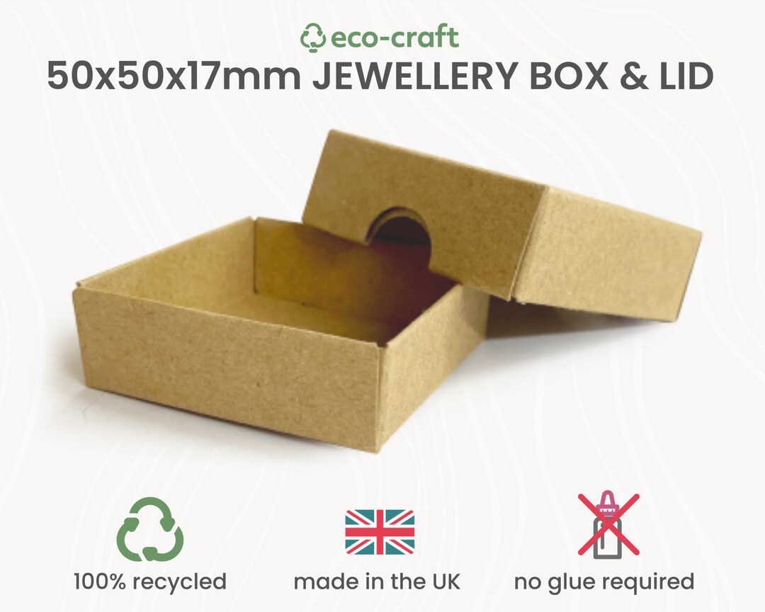 100 Recycled Jewellery Gift Box & Lid KRAFT BROWN. Pack of Etsy Ireland