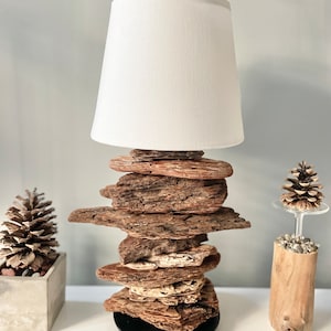 Driftwood Lamp Douglas Fir Bark Inukshuk  Small - 16''